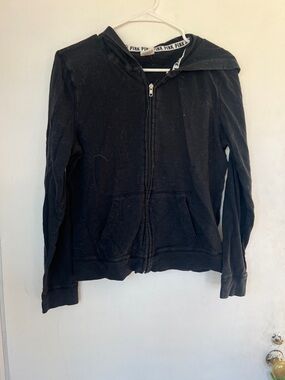PINK Victoria's Secret Black Full-Zip Hoodie with Hood